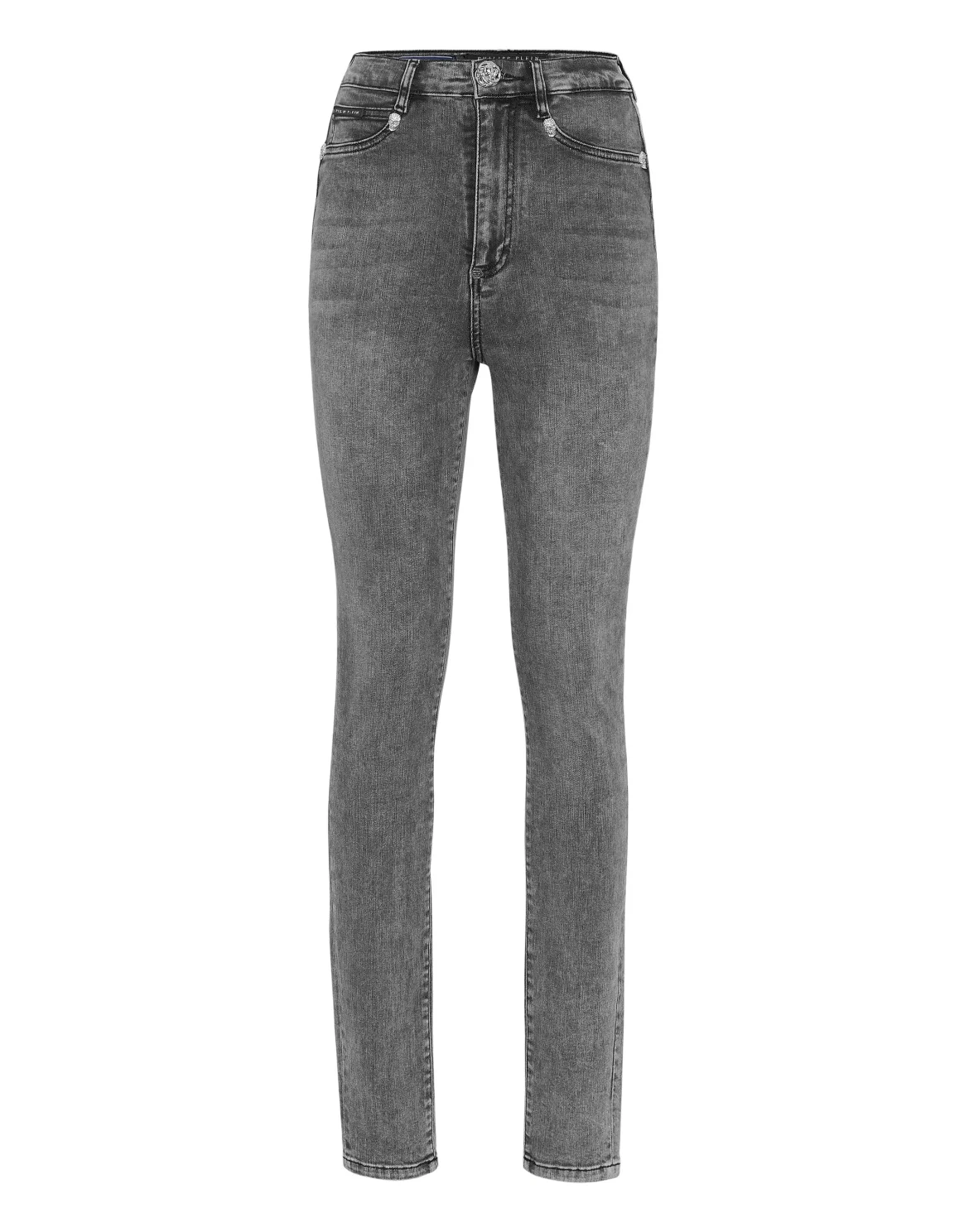 Crystal Skull Denim Super High Waist Jegging, цвет: Серый