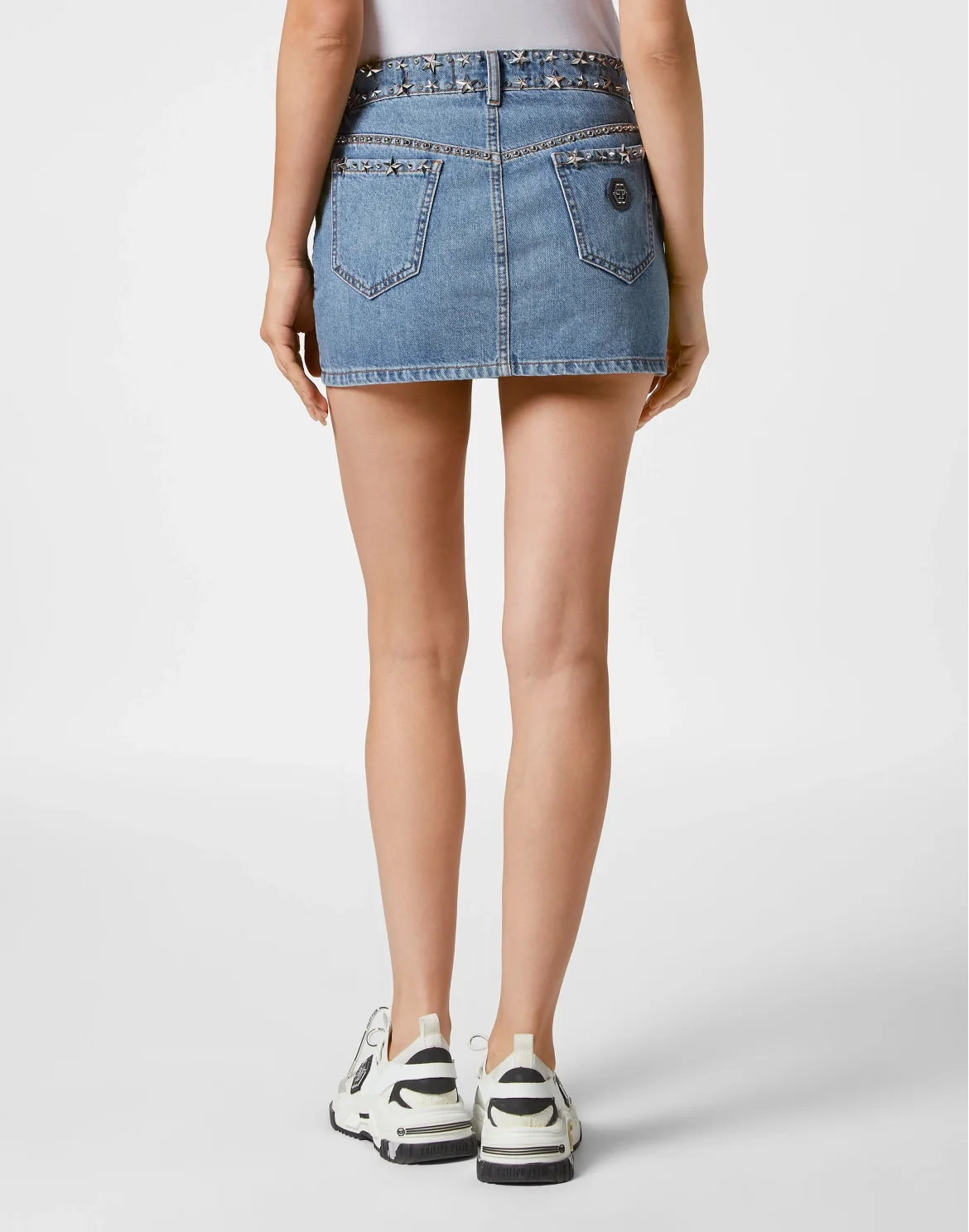 Denim Studs Star Mini Skirt Stars, цвет: Голубой
