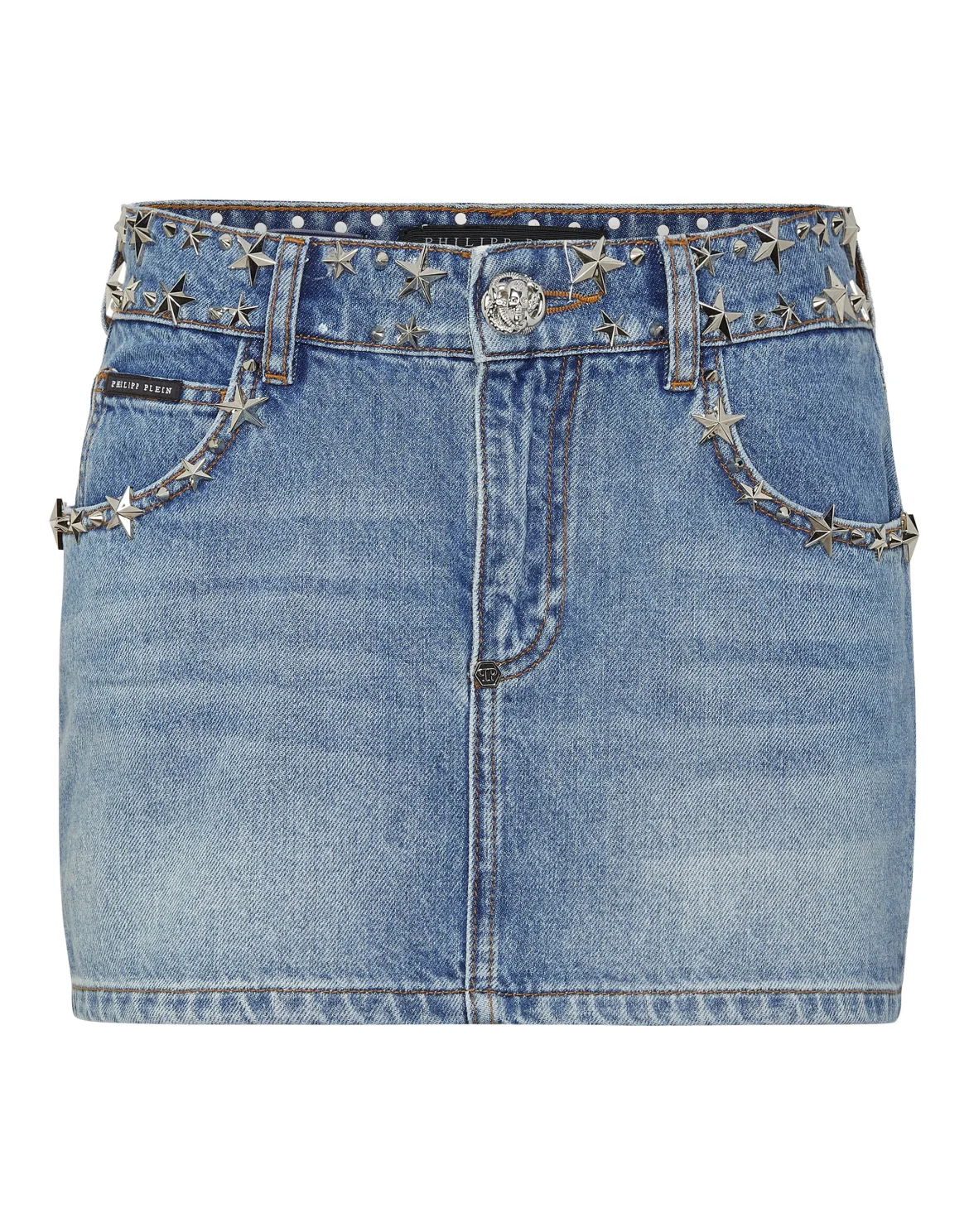 Denim Studs Star Mini Skirt Stars, цвет: Голубой
