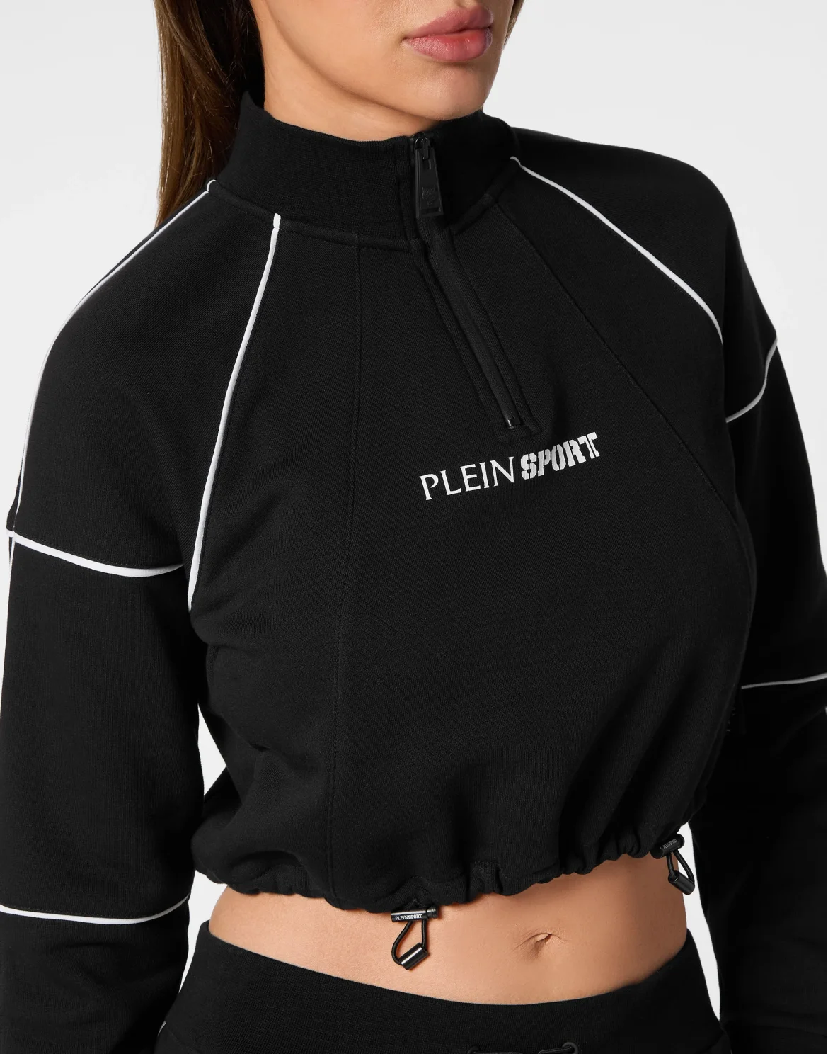 Cropped Hoodie Sweatshirt, цвет: Черный