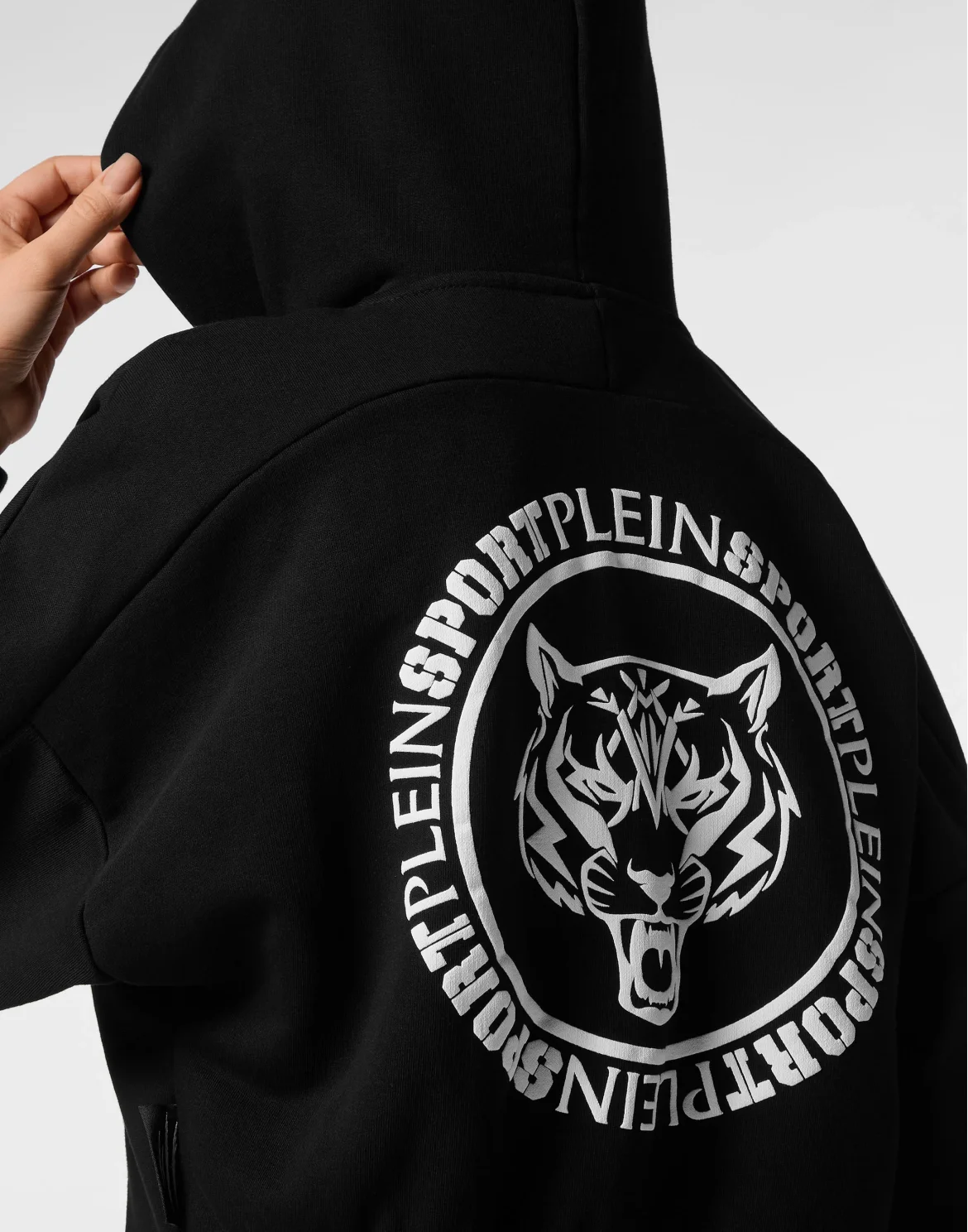 Cropped Hoodie Sweatshirt Tiger, цвет: Черный