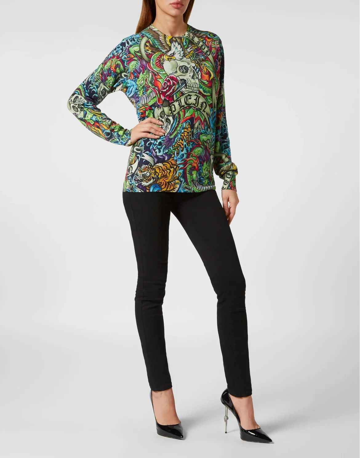 Cashmere Pullover Round Neck Ls Tattoo, цвет: Мультиколор