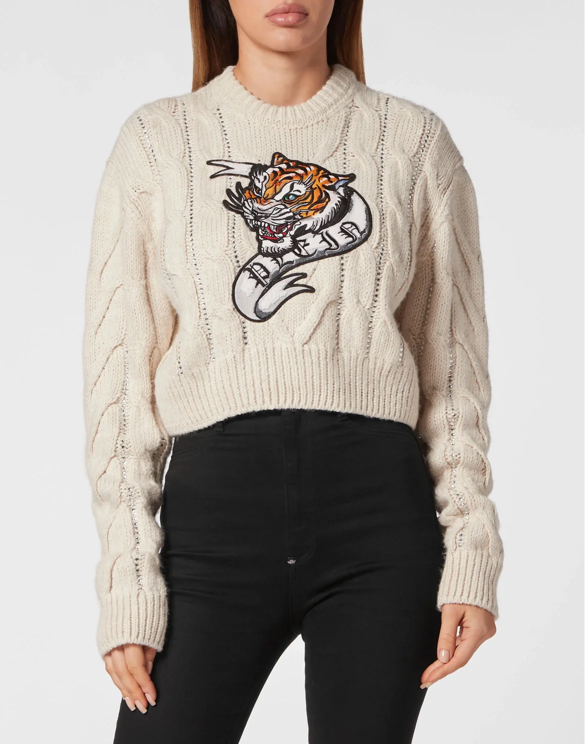 Wool Blend Pullover Round Neck LS Tattoo, цвет: Белый