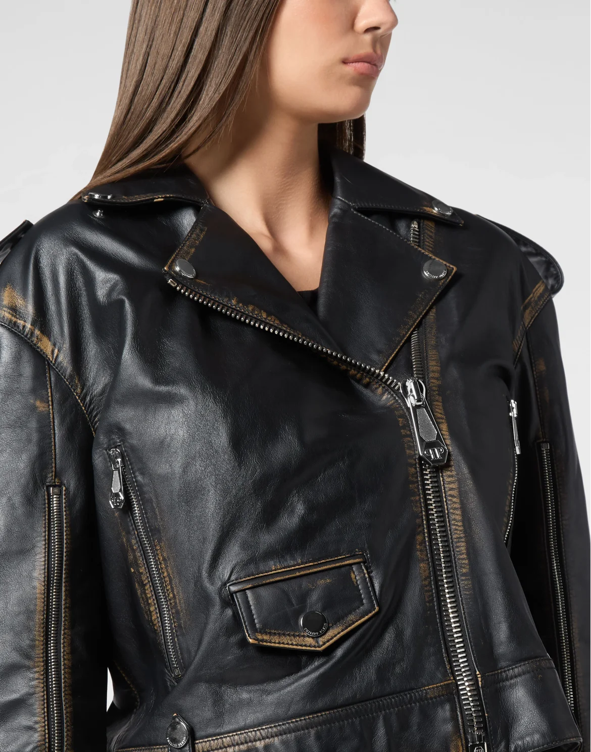 Vintage Leather Over Biker, цвет: Черный