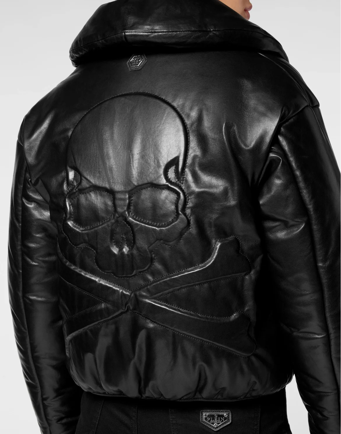 Silky Leather Biker Jacket Skull&Bones, цвет: Черный