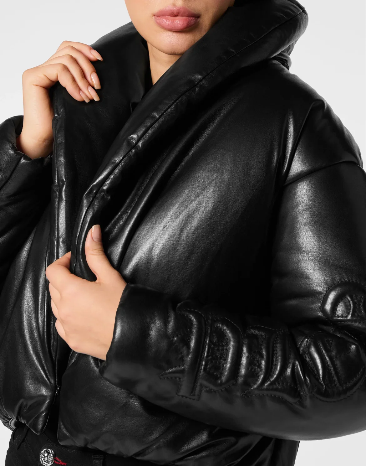 Silky Leather Biker Jacket Skull&Bones, цвет: Черный