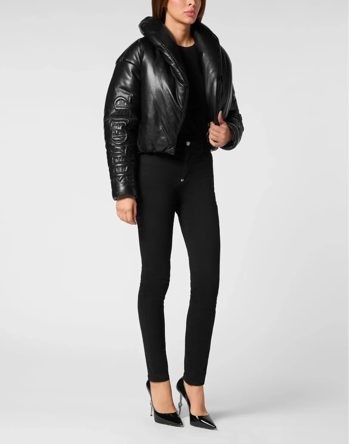 Silky Leather Biker Jacket Skull&Bones, цвет: Черный