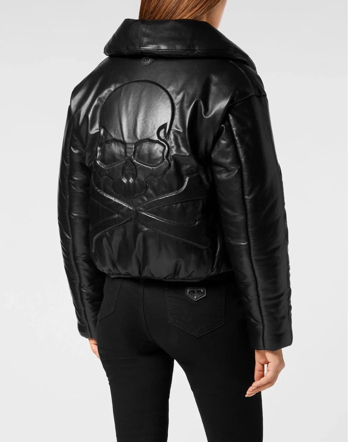 Silky Leather Biker Jacket Skull&Bones, цвет: Черный