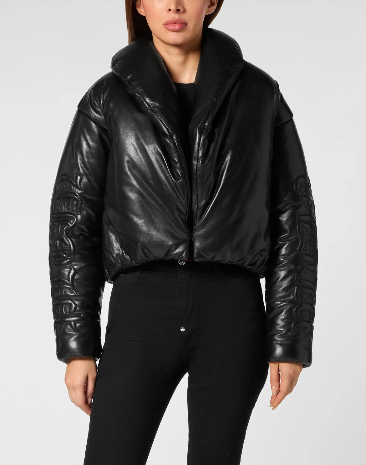 Silky Leather Biker Jacket Skull&Bones, цвет: Черный