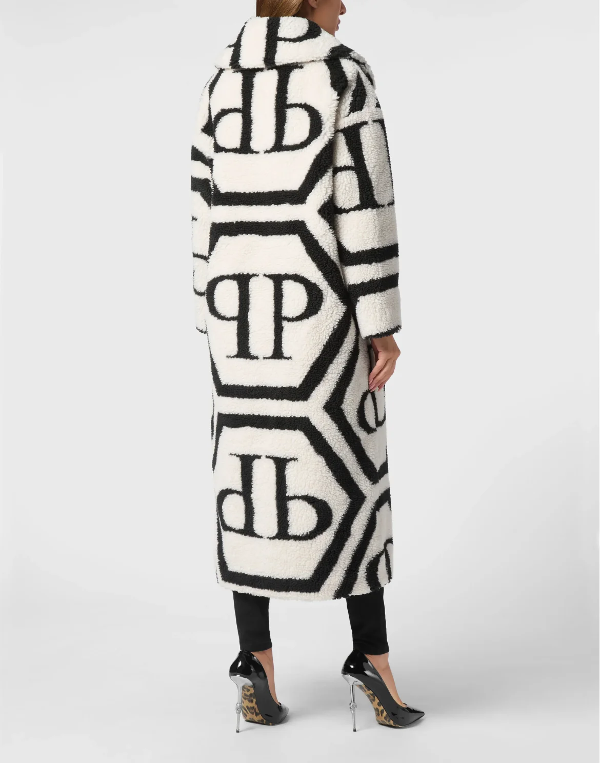 Teddy Long Eco Fur Coat Monogram, цвет: Белый