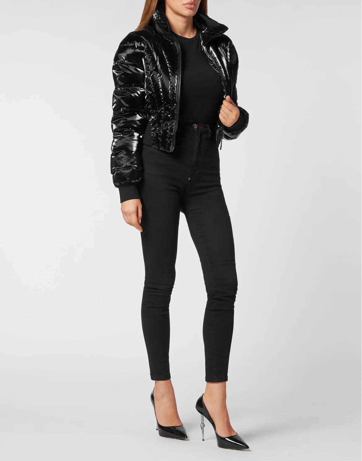Nylon Multicutting Puffer Jacket, цвет: Черный