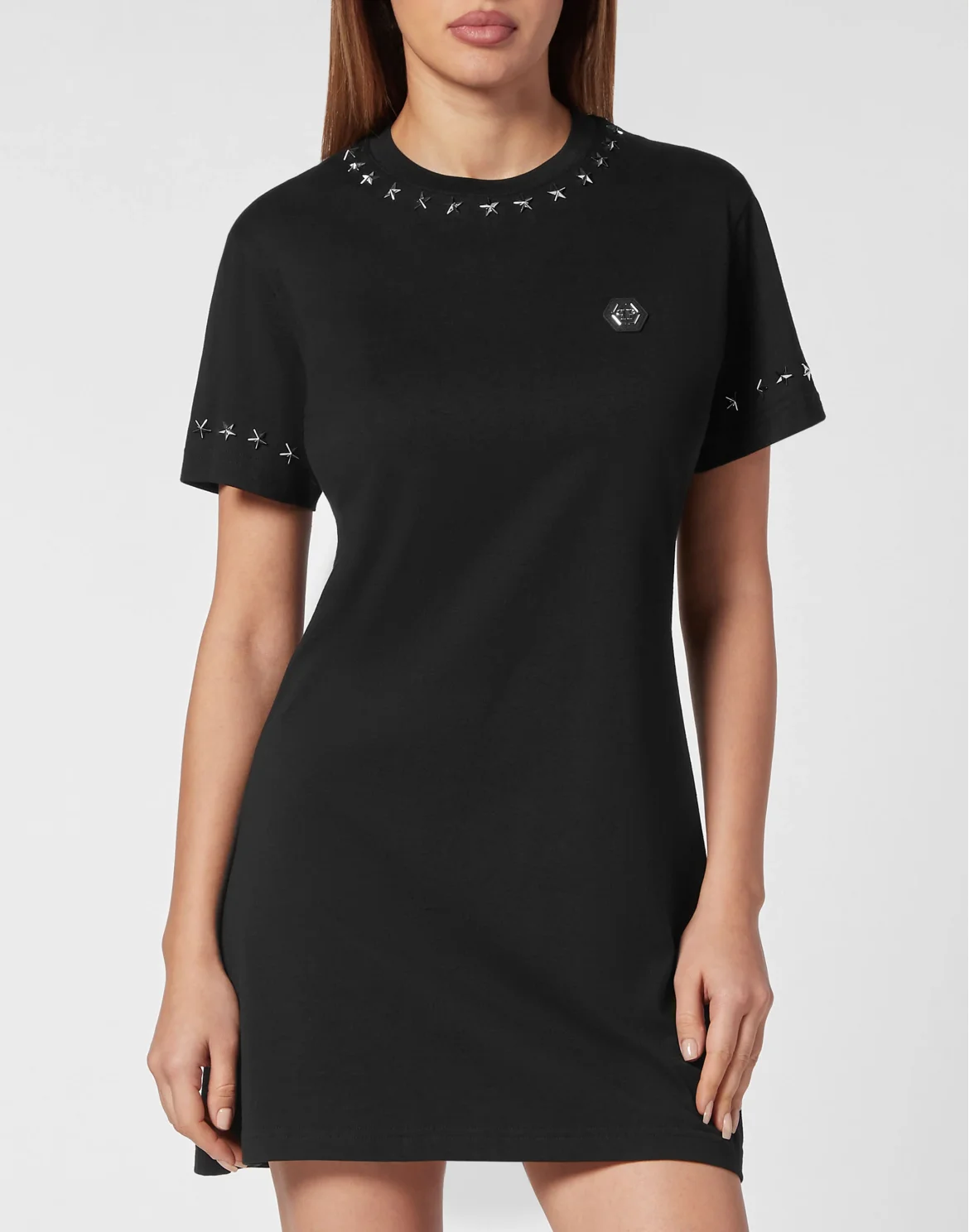 Sexy Pure T-shirt Dress Stars, цвет: Черный