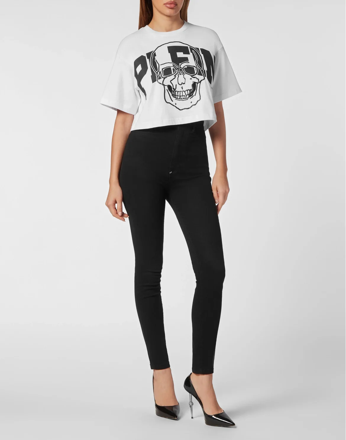 Cropped T-shirt Skull, цвет: Белый