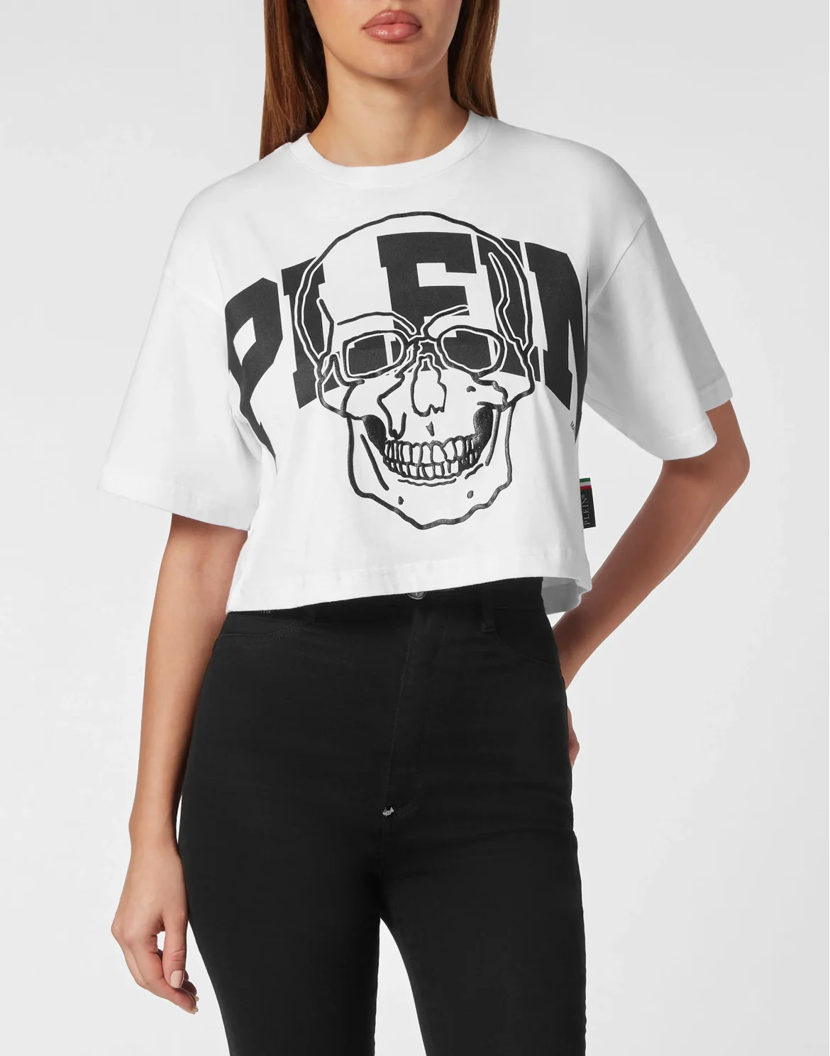 Cropped T-shirt Skull, цвет: Белый