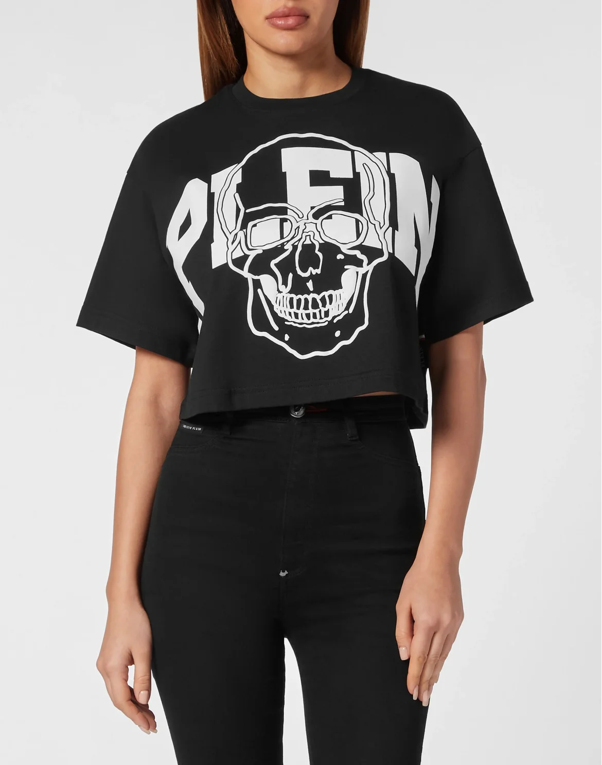 Cropped T-shirt Skull, цвет: Черный