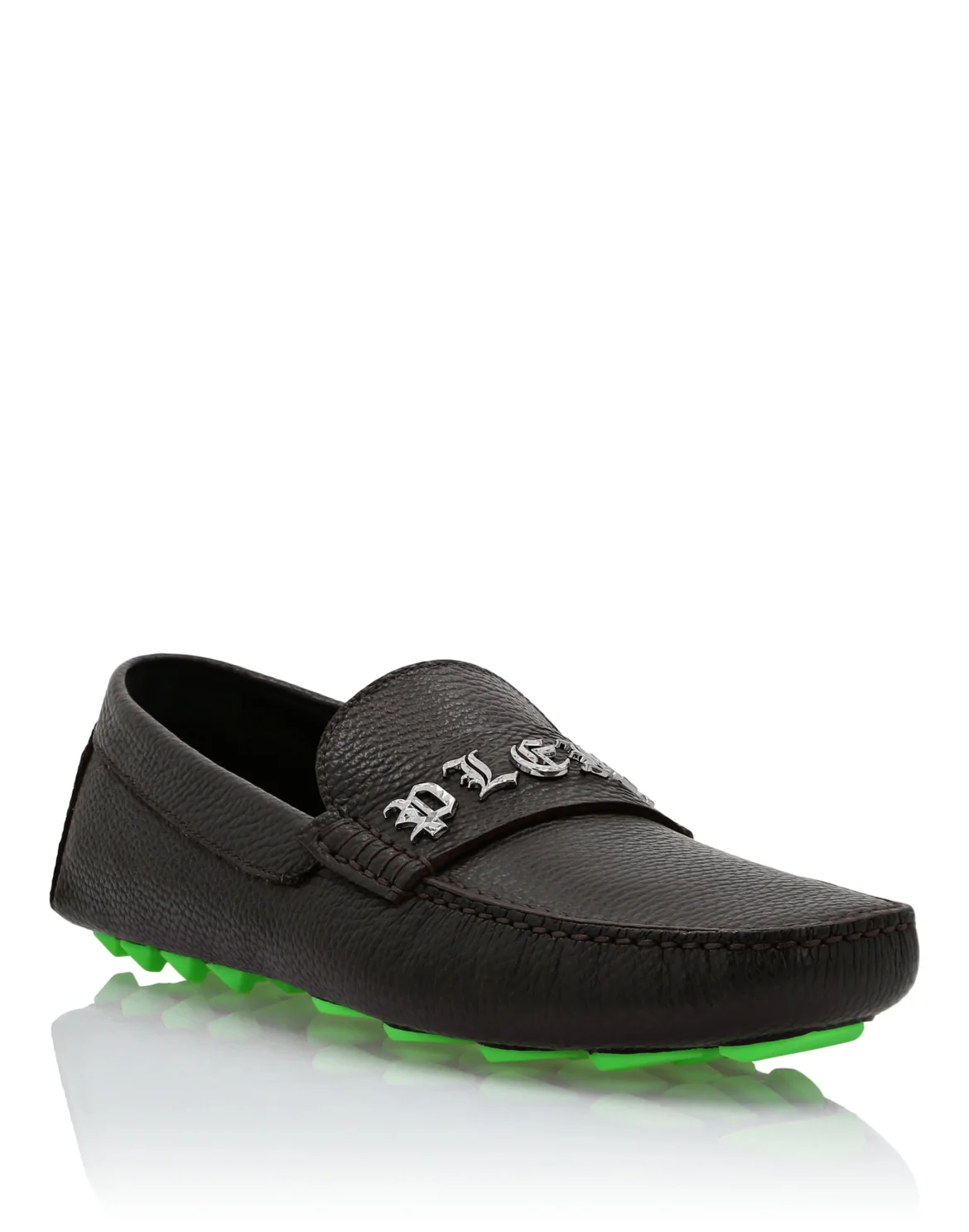 Deer Printed Leather Drivers Shoes, цвет: Коричневый