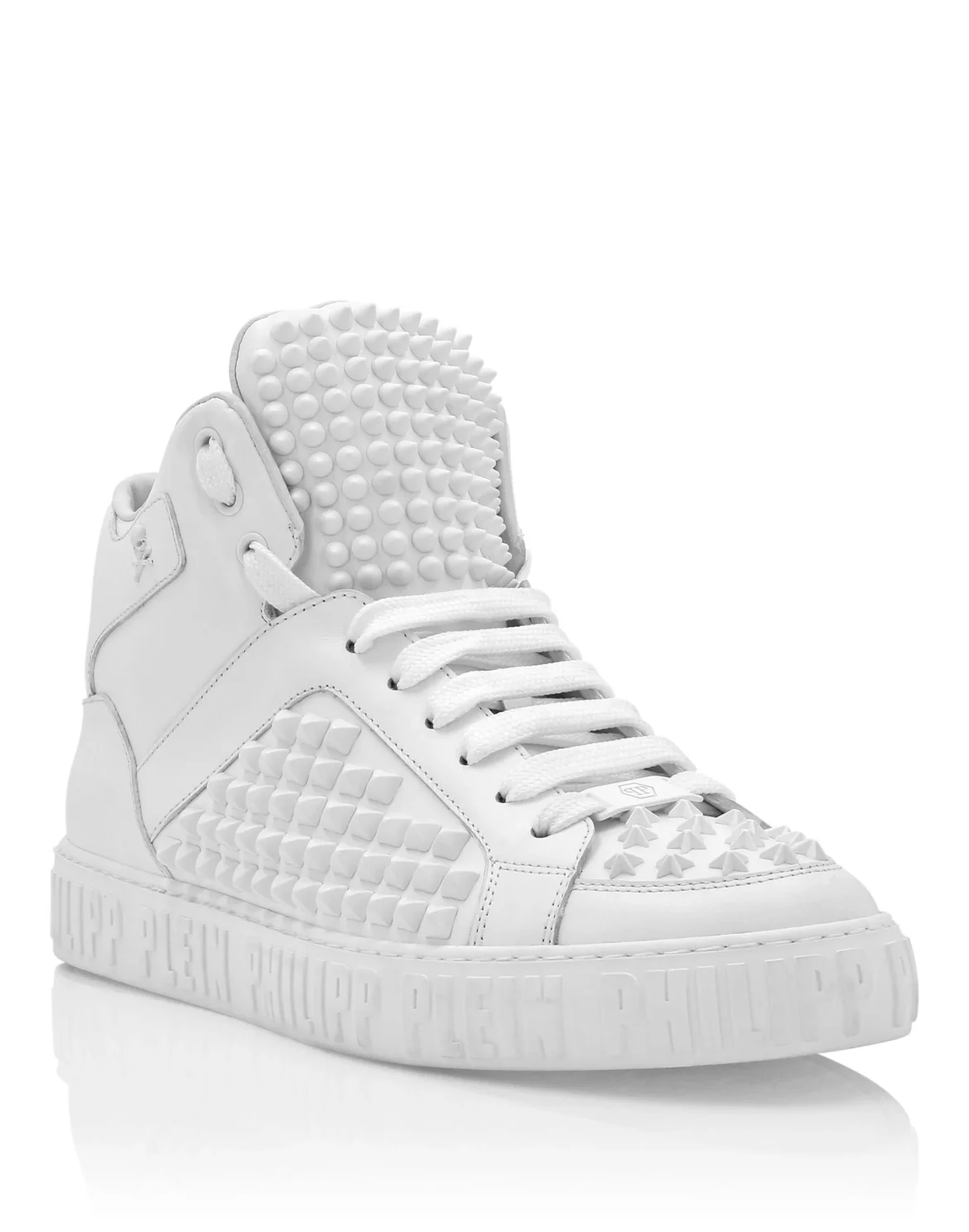 Nappa Leather Mid-Top Sneakers Studs, цвет: Белый