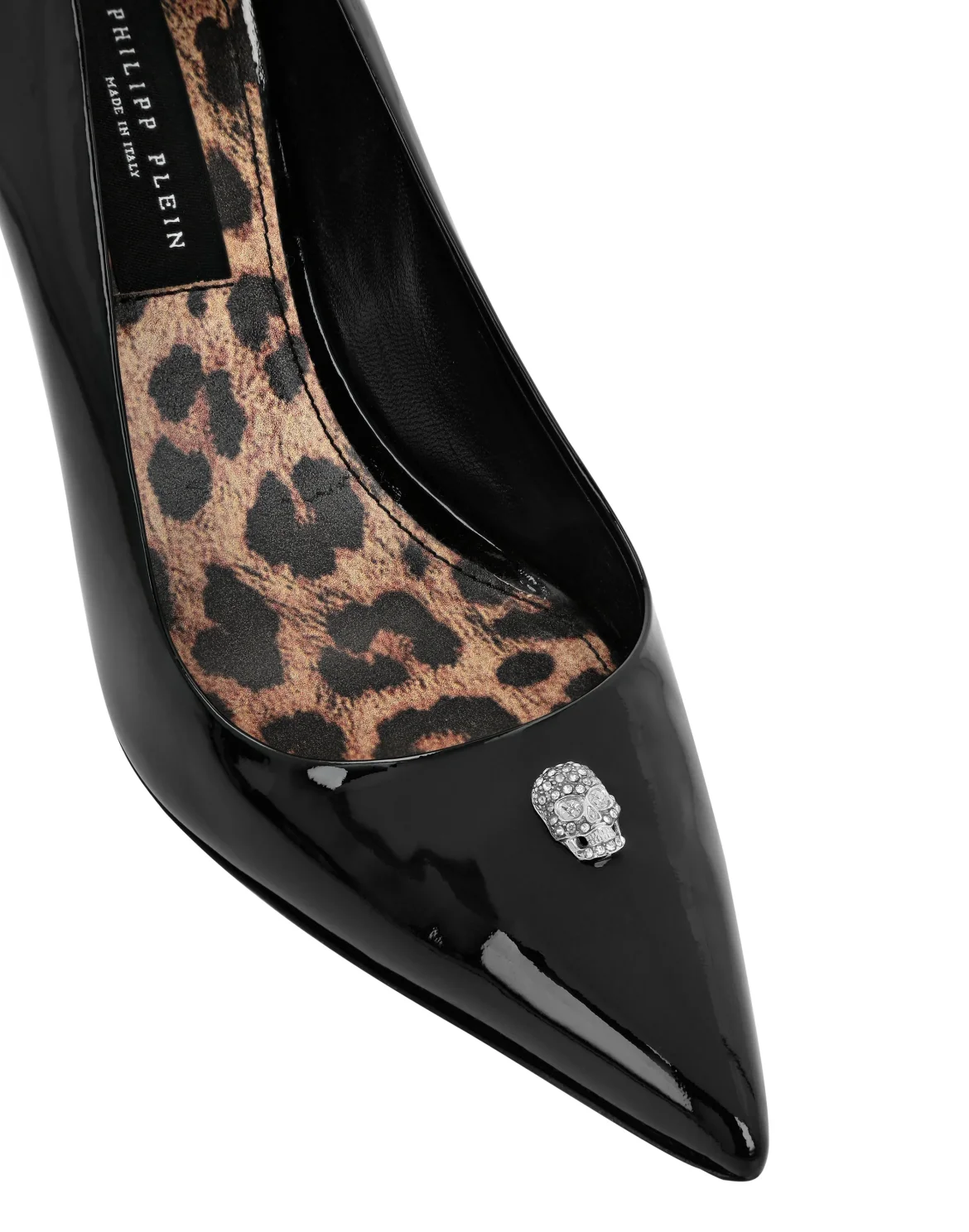 Patent Leather Mid Plein Heel Decollete Skull, цвет: Черный