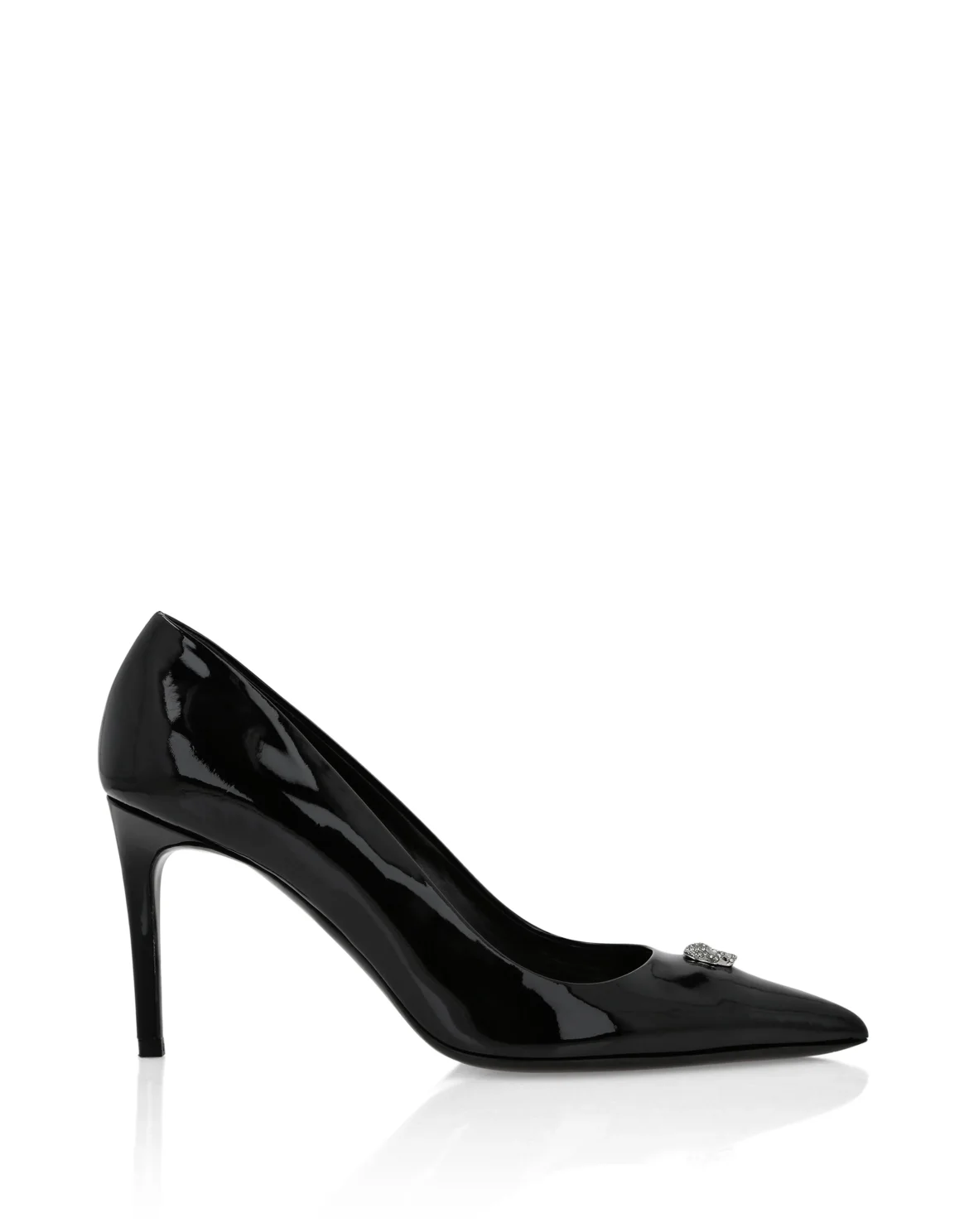Patent Leather Mid Plein Heel Decollete Skull, цвет: Черный