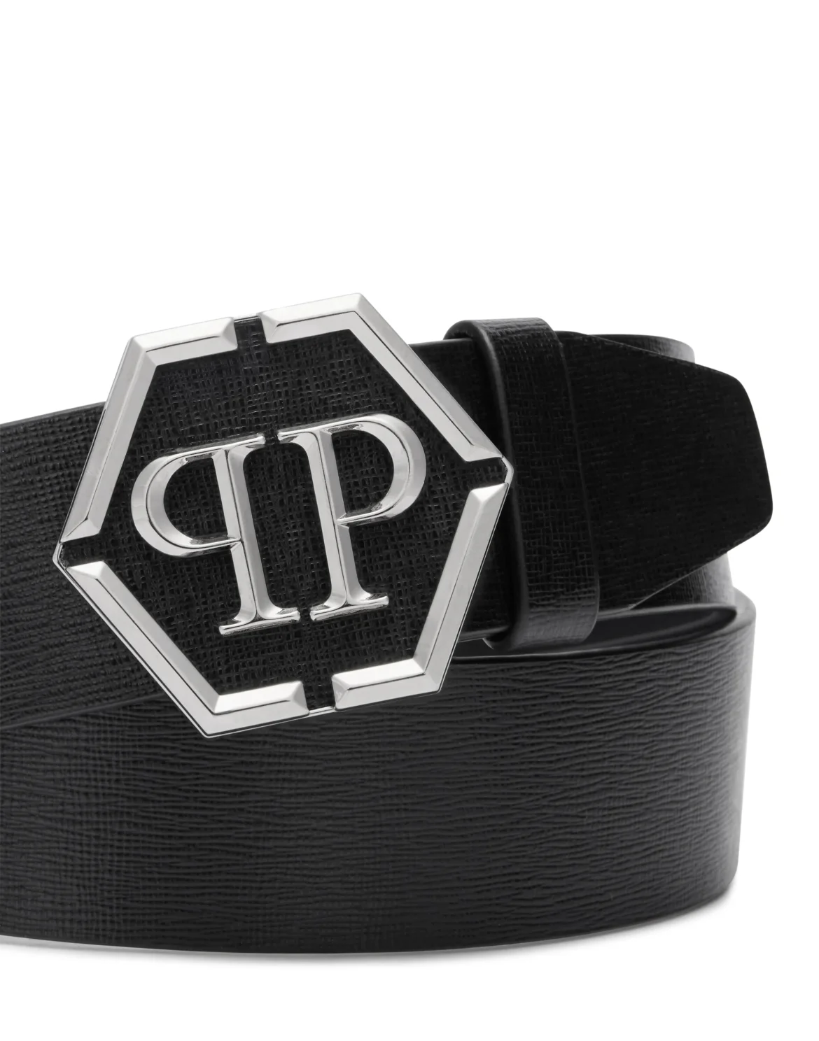 Saffiano Leather Belt Hexagon, цвет: Черный