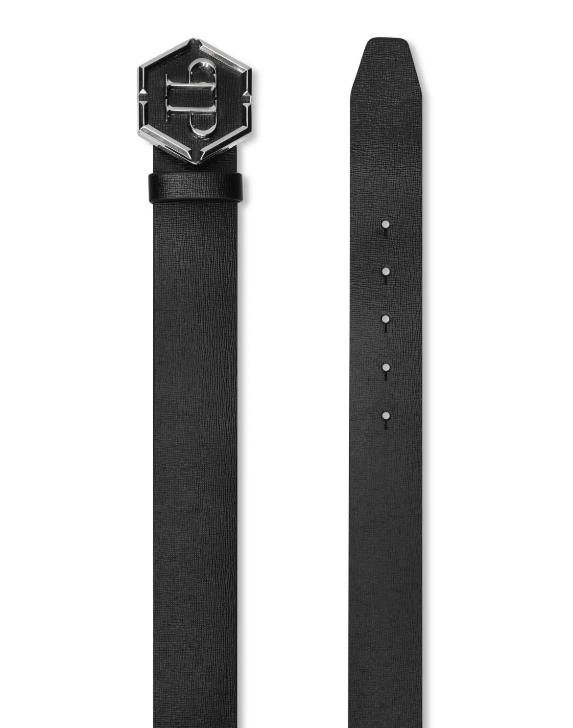 Saffiano Leather Belt Hexagon, цвет: Черный