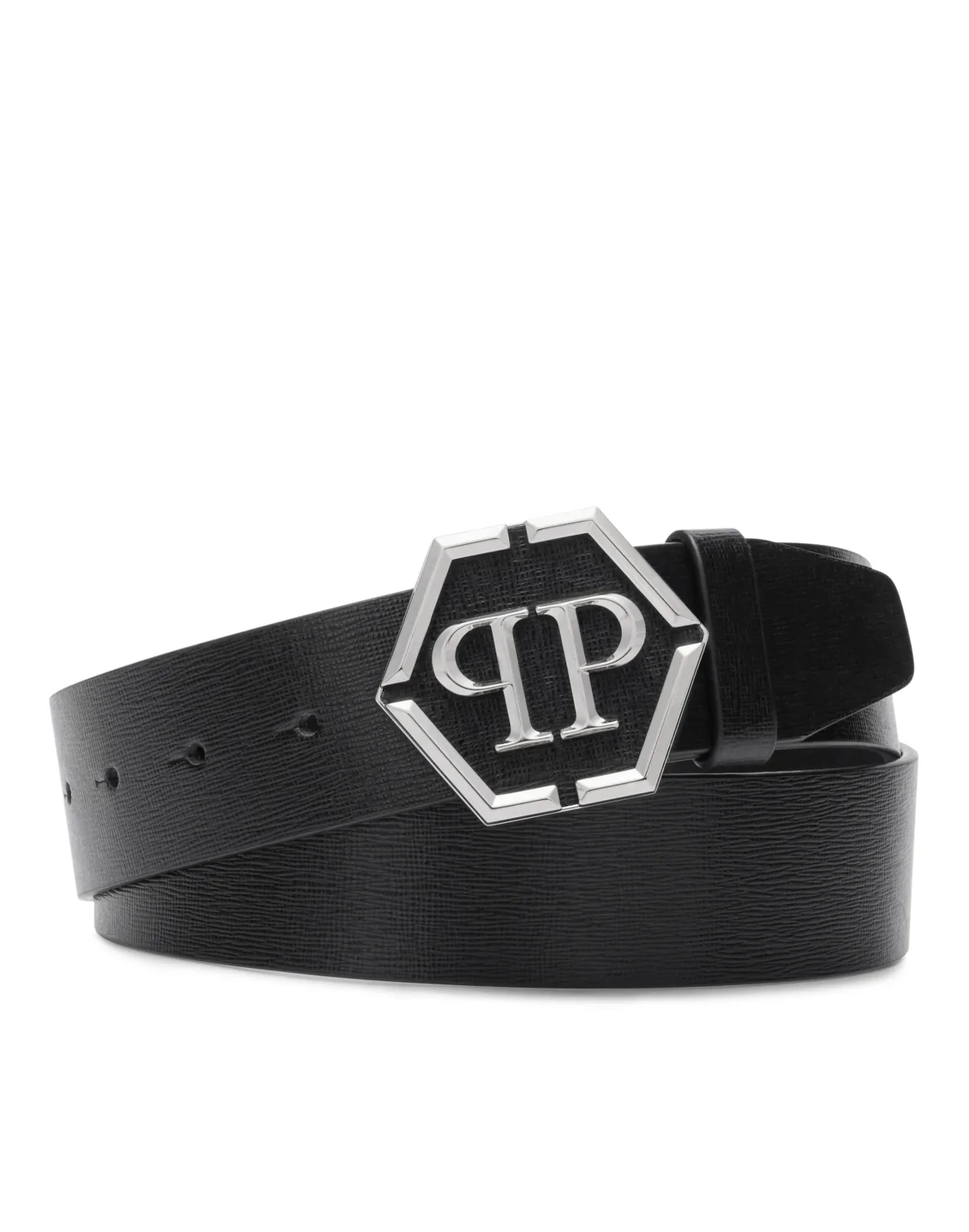 Saffiano Leather Belt Hexagon, цвет: Черный