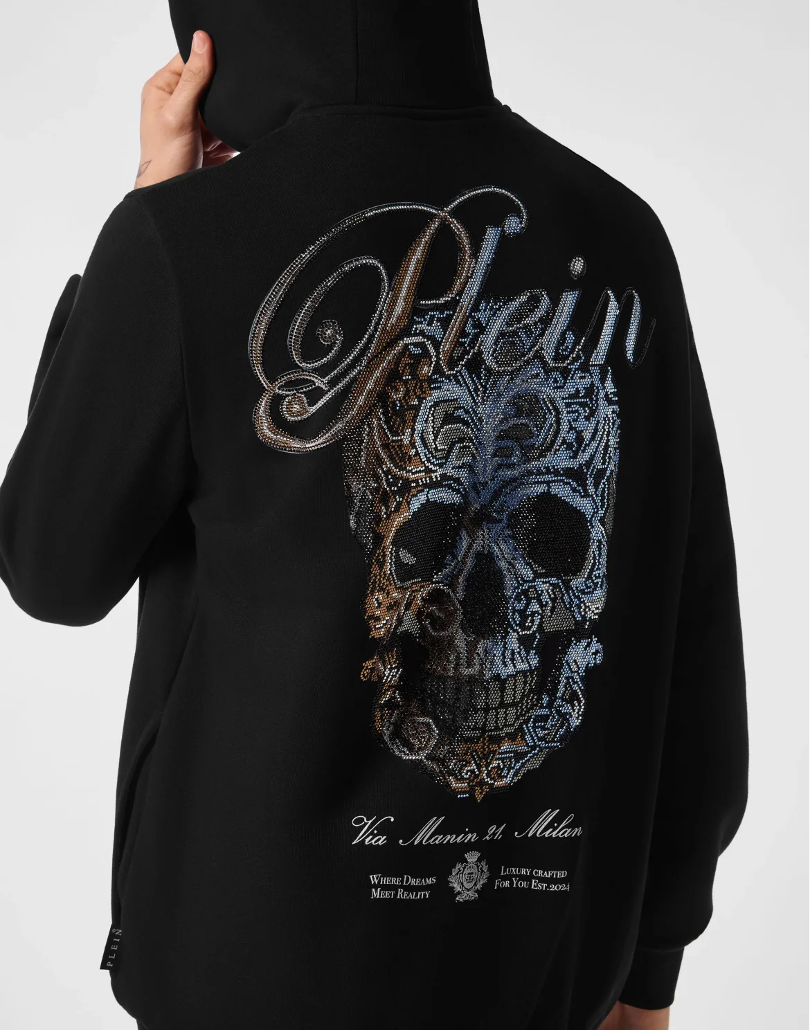 Fleece Hoodie Sweatjacket Degrade' Skull, цвет: Черный