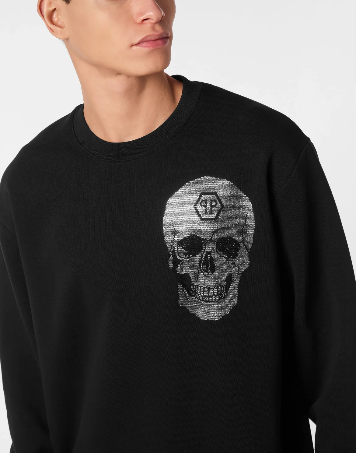 Round Neck Sweatshirt Crystal Skull, цвет: Черный