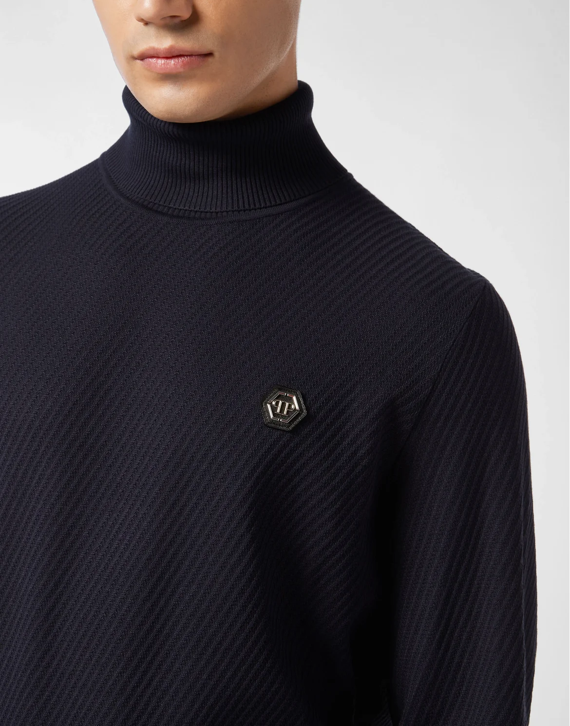 Knited Turtleneck Pullover Wool Silk Blend, цвет: Синий