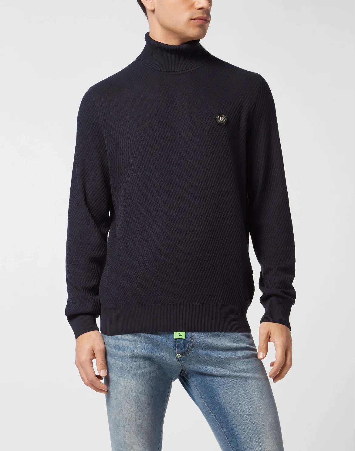 Knited Turtleneck Pullover Wool Silk Blend, цвет: Синий