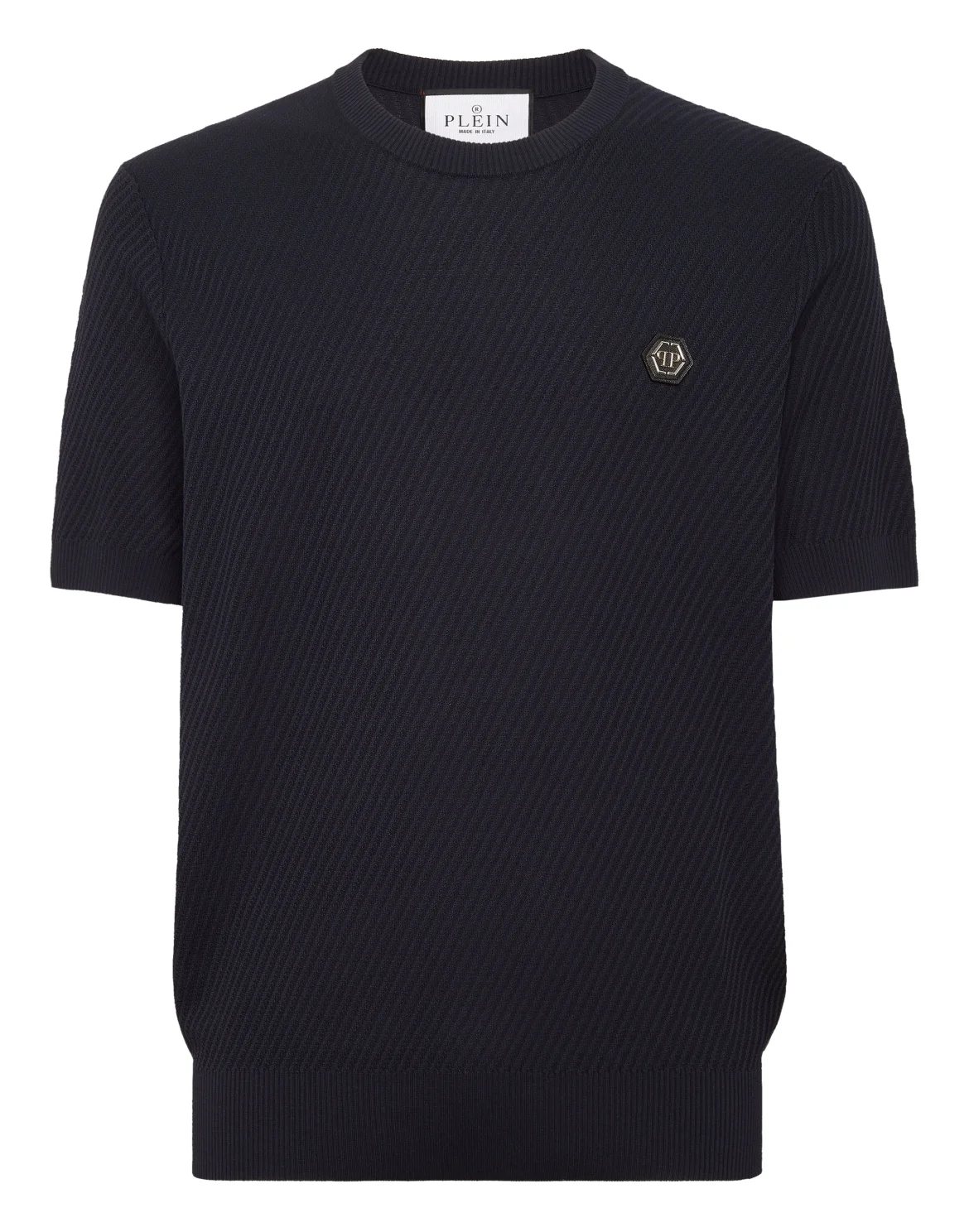 Knited Round Neck T-Shirt Wool Silk Blend, цвет: Синий