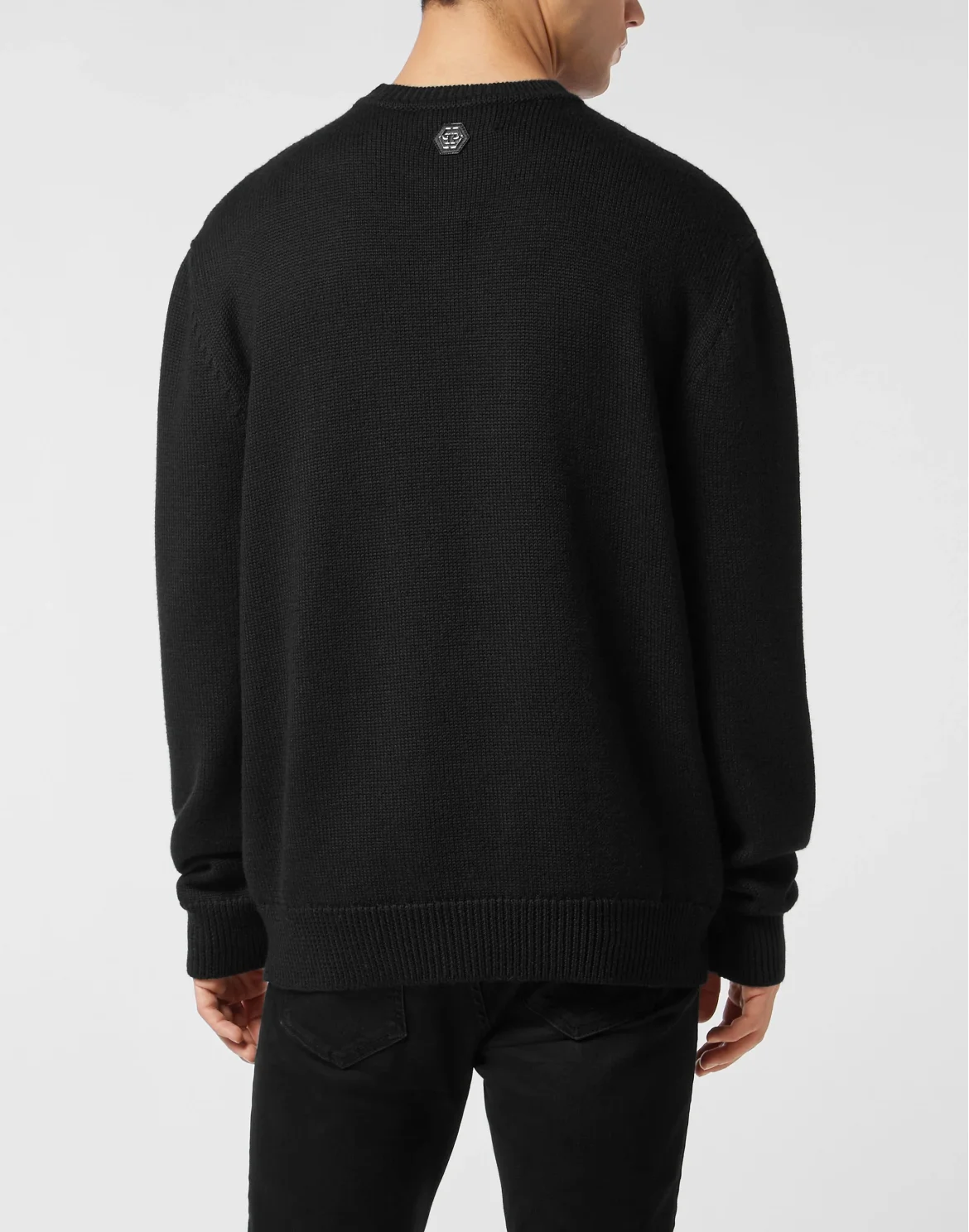Round Neck Knitted Pullover Philipps Teddy Bear, цвет: Черный