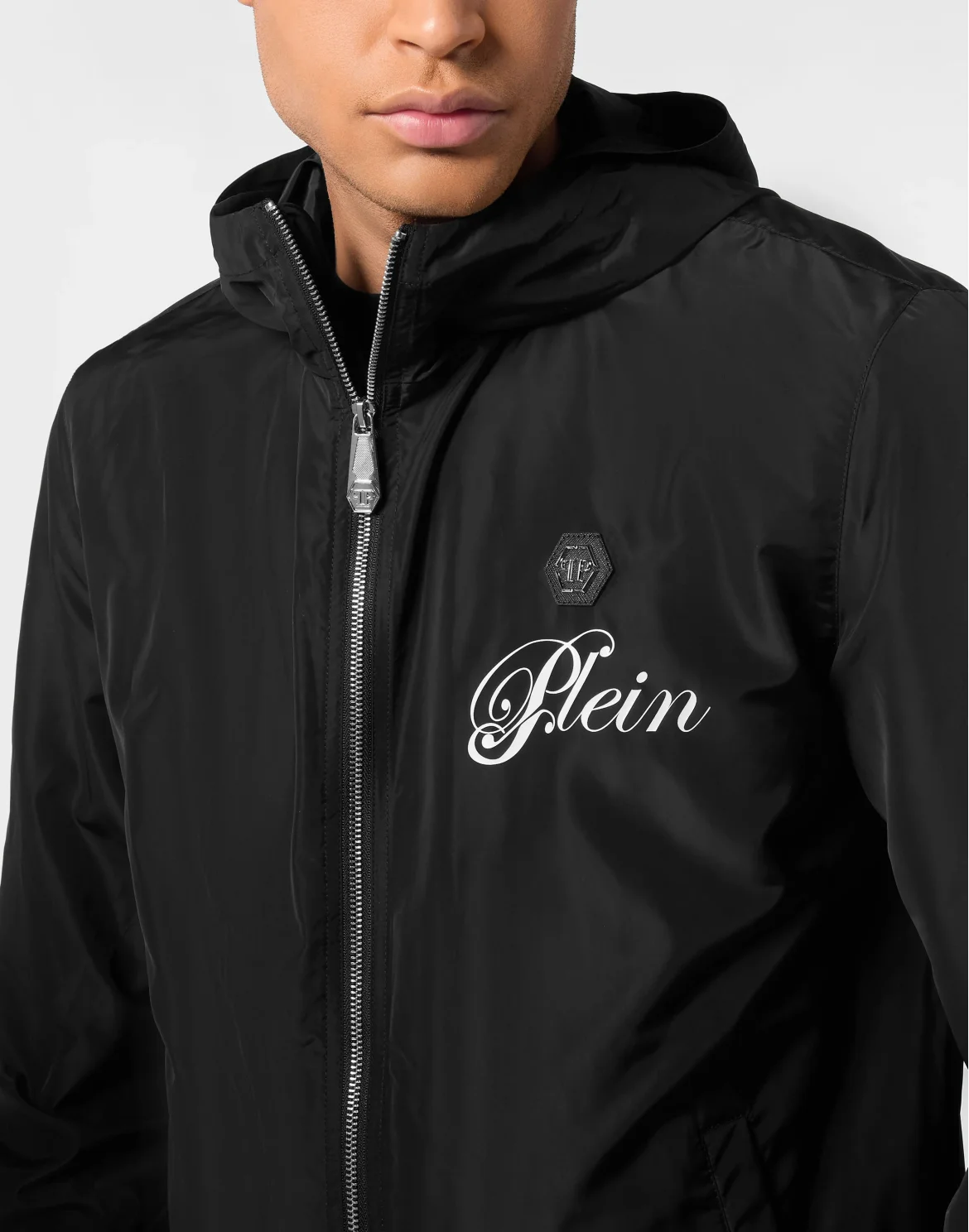 Nylon Hooded Windbreaker Plein Teddy, цвет: Черный
