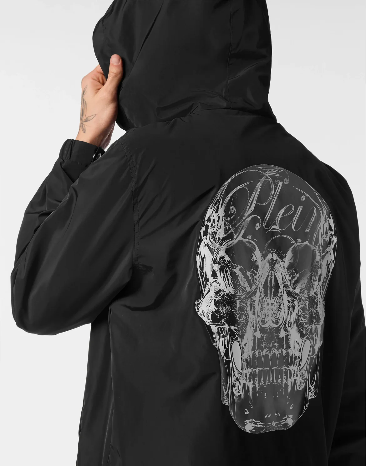 Nylon Hooded Windbreaker Glass Skull, цвет: Черный