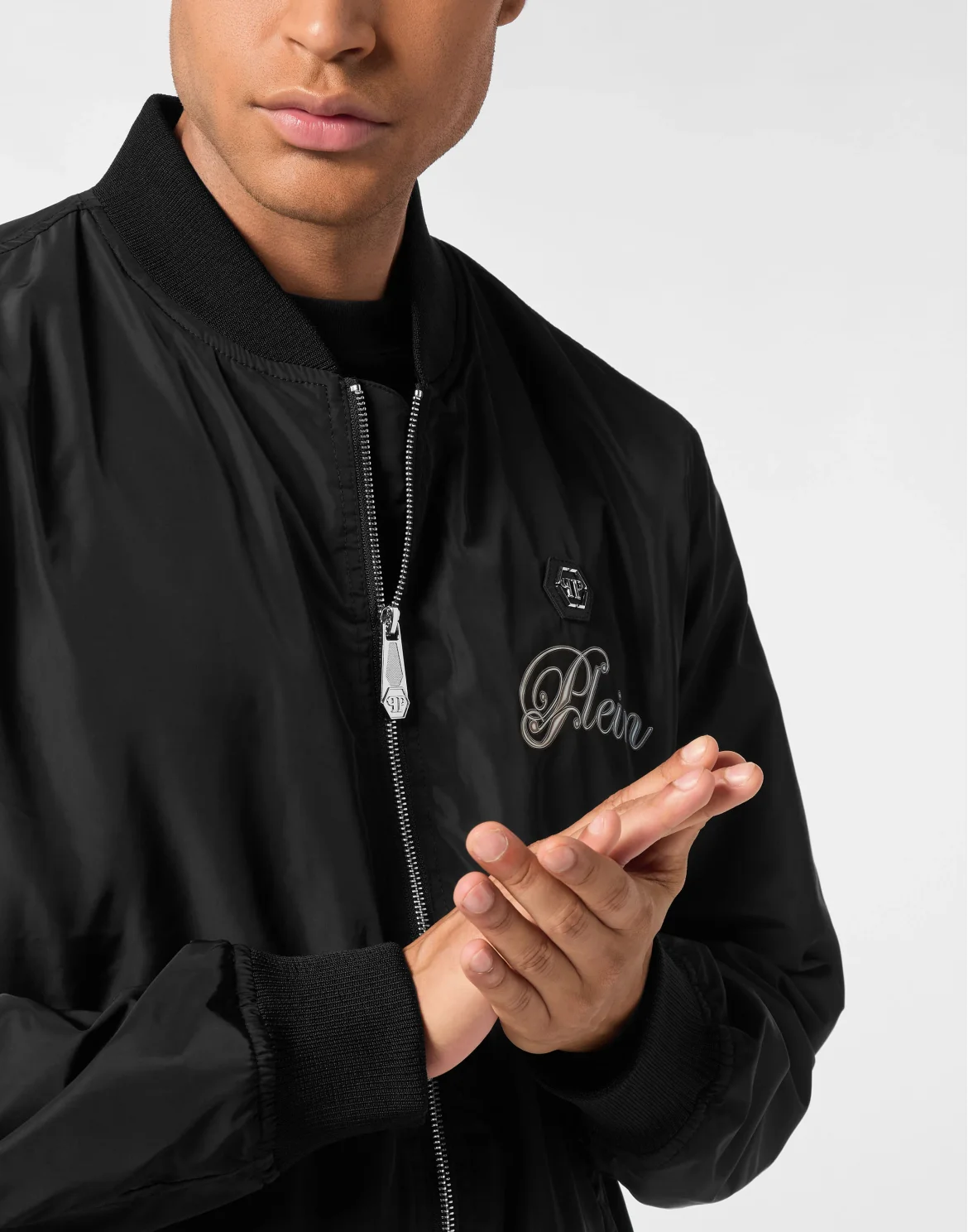 Nylon Light Bomber Jacket Skull Degrade, цвет: Черный