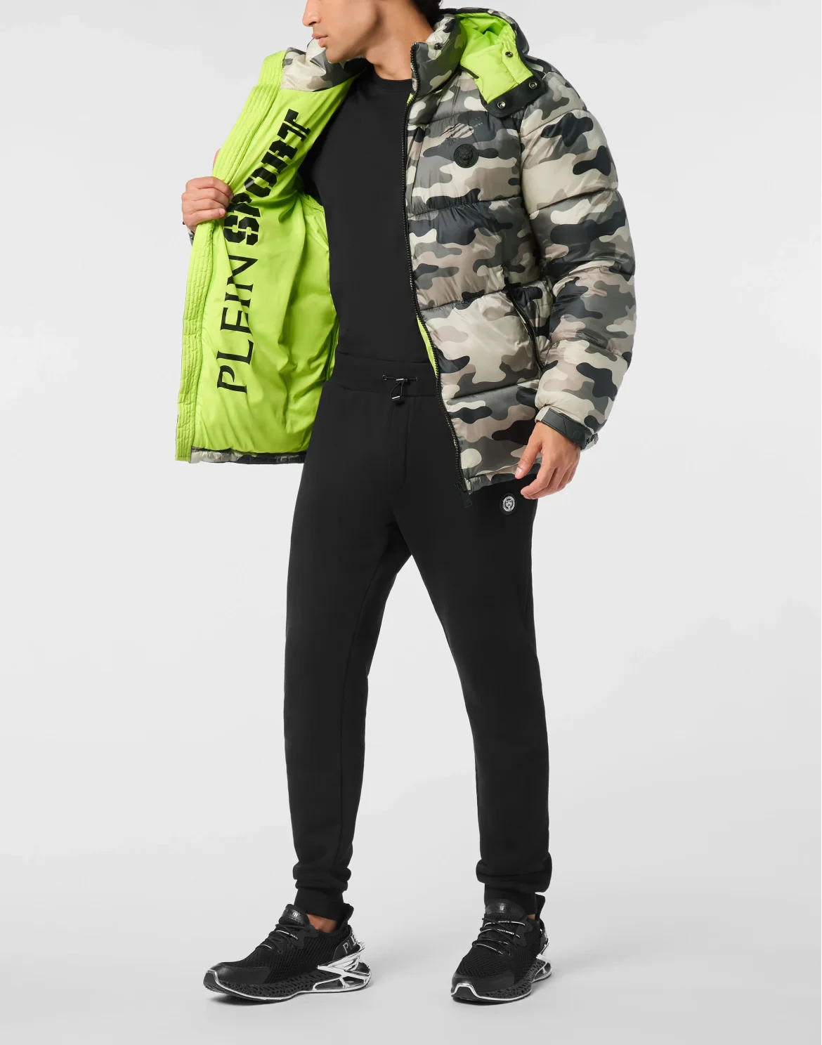 Puffer Jacket Camouflage, цвет: Черный