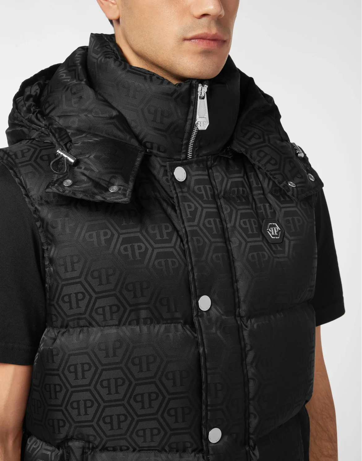 Nylon Down Vest Monogram, цвет: Черный