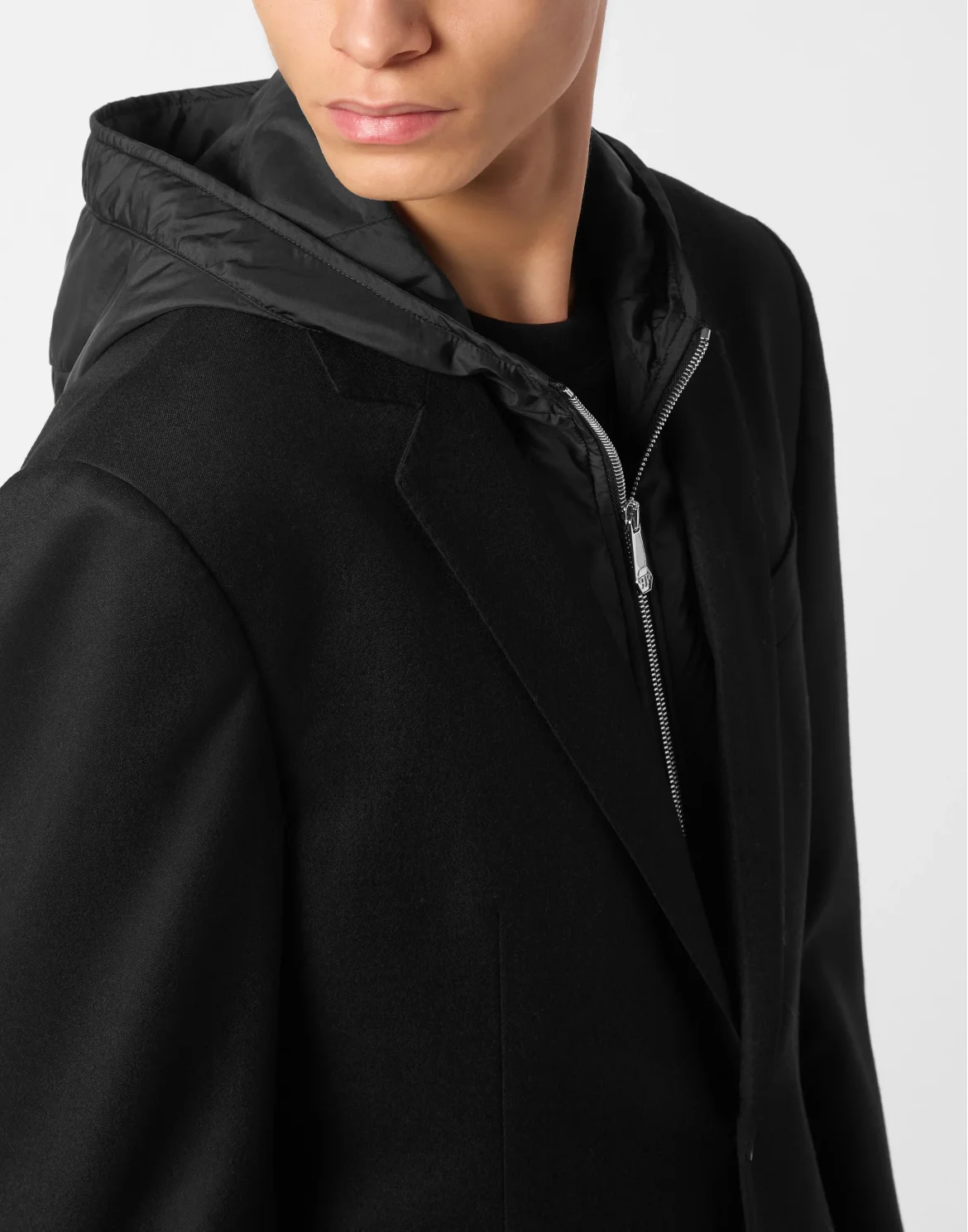 Water Repellent Wool Hooded Blazer, цвет: Черный