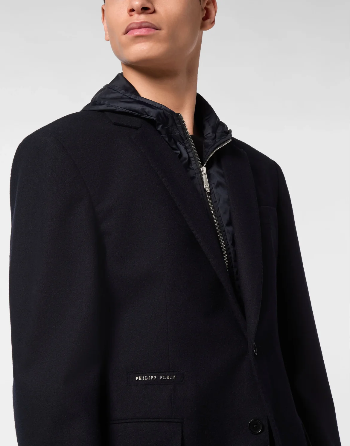 Water Repellent Wool Hooded Blazer, цвет: Синий