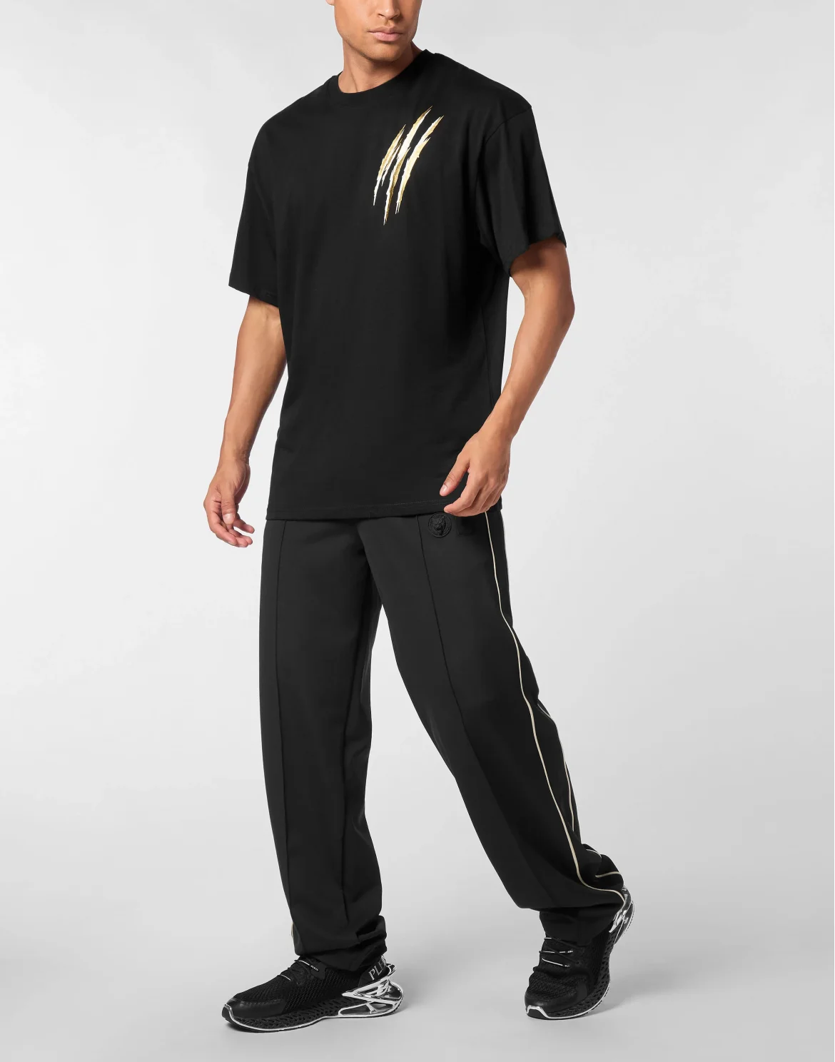 Cotton Round Neck T-Shirt Run Faster Scratch, цвет: Черный