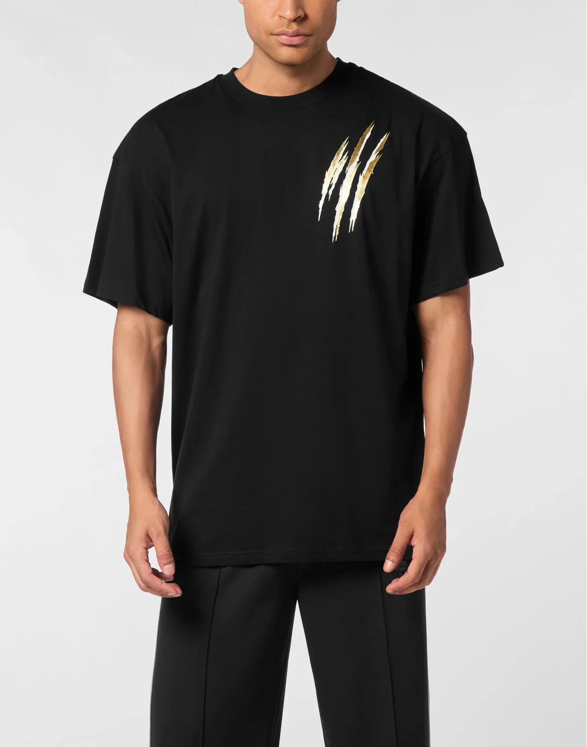 Cotton Round Neck T-Shirt Run Faster Scratch, цвет: Черный
