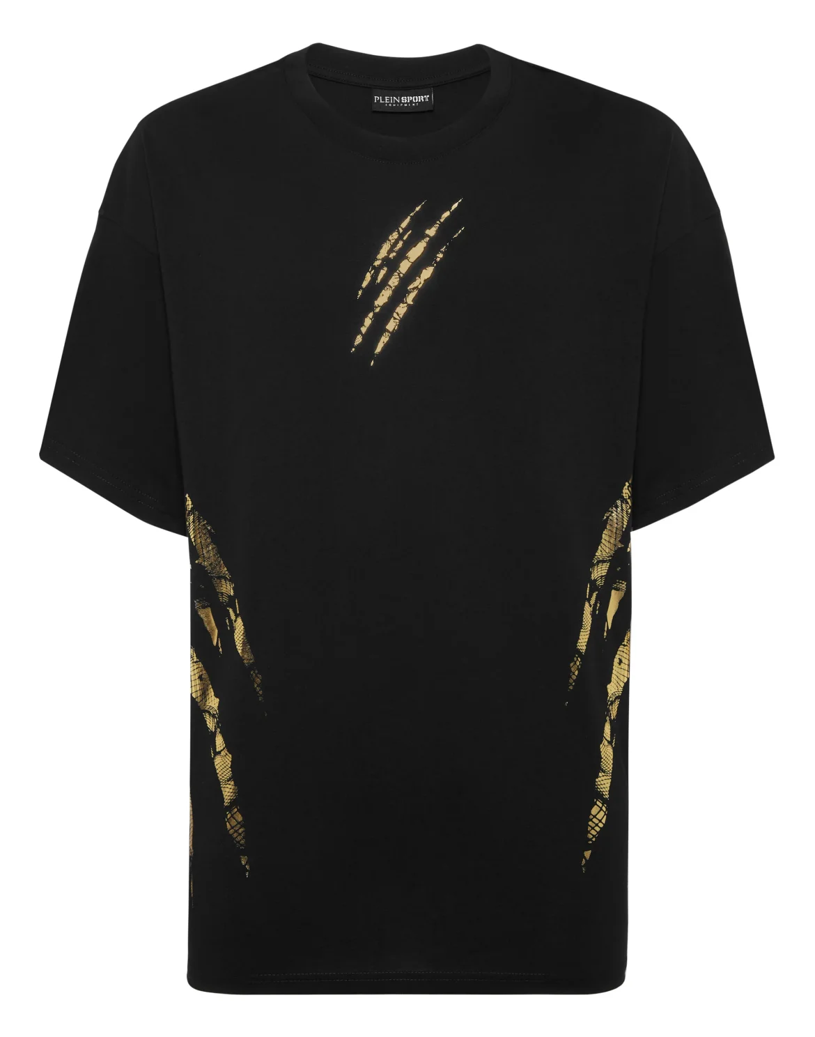 Cotton Round Neck T-Shirt Body Lines, цвет: Черный