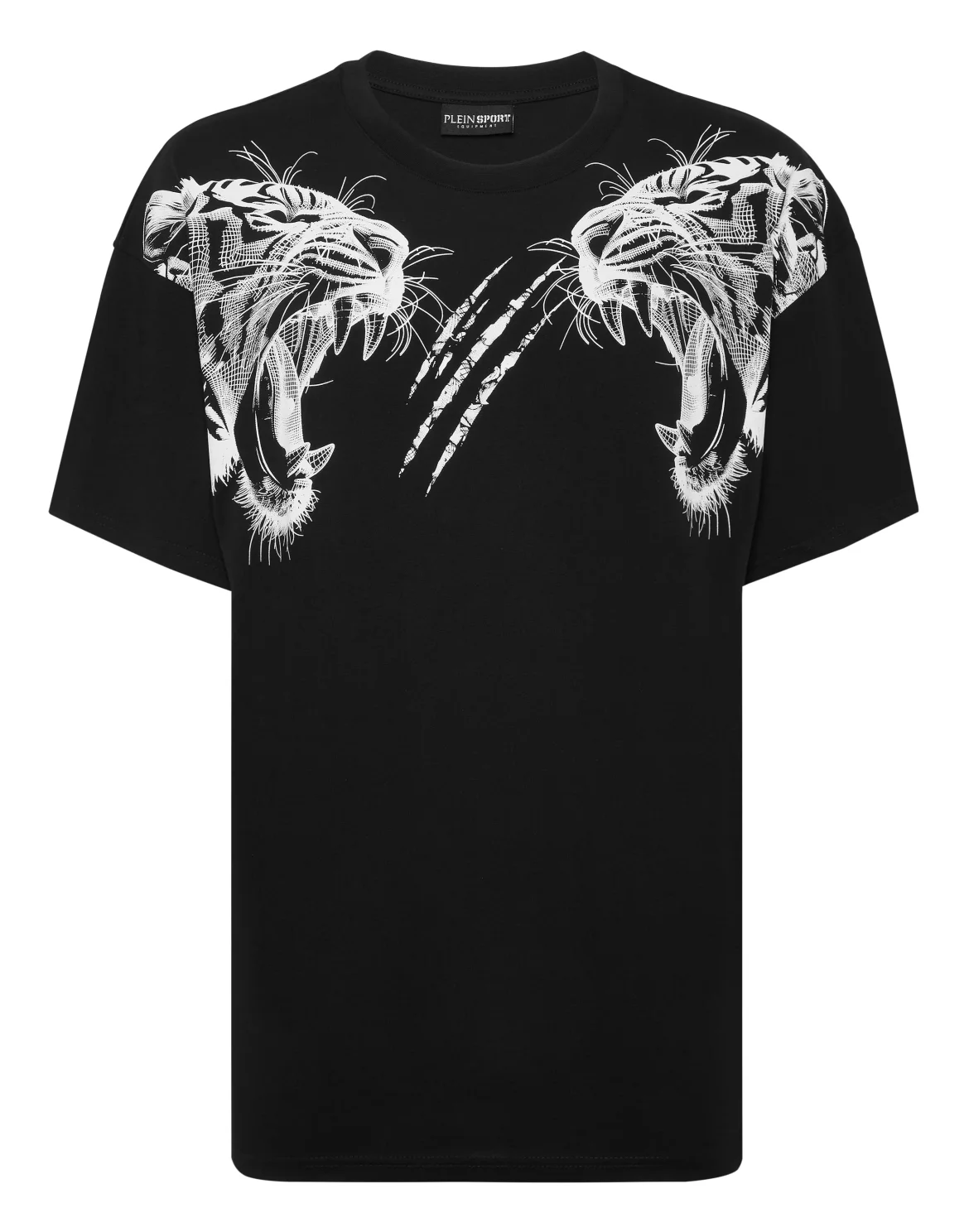 Cotton Round Neck T-Shirt Tiger Line, цвет: Черный