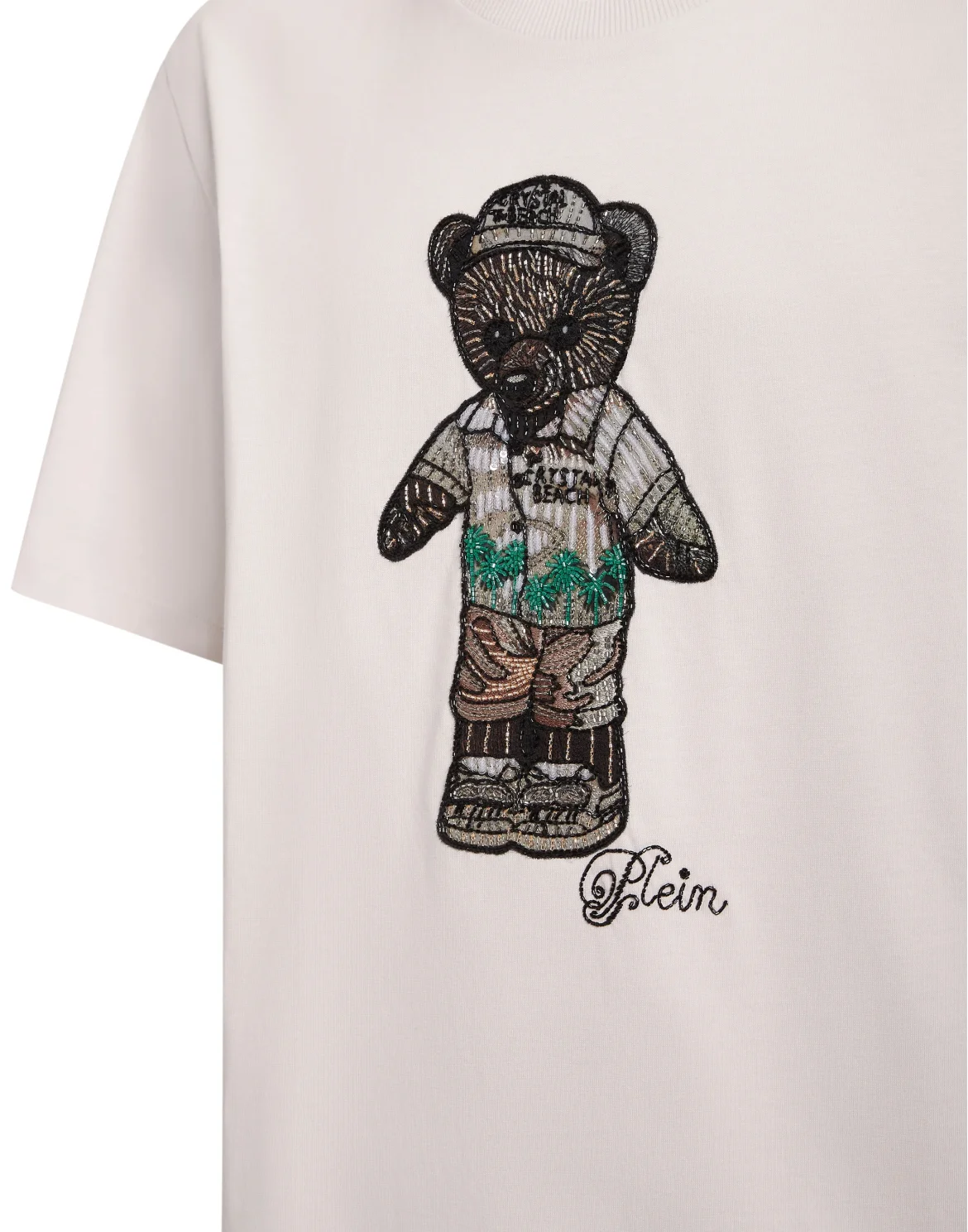 Crystal Round Neck T-Shirt Teddy Bear, цвет: Бежевый
