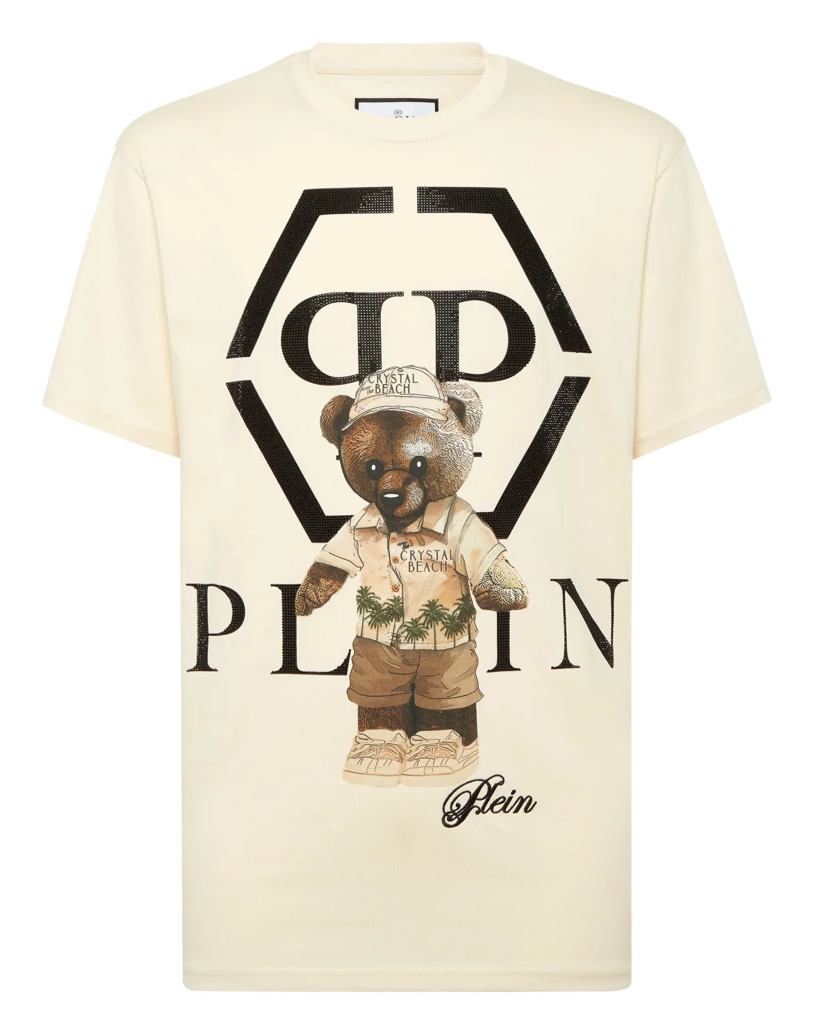 Round Neck T-Shirt Crystal Teddy Bear, цвет: Бежевый