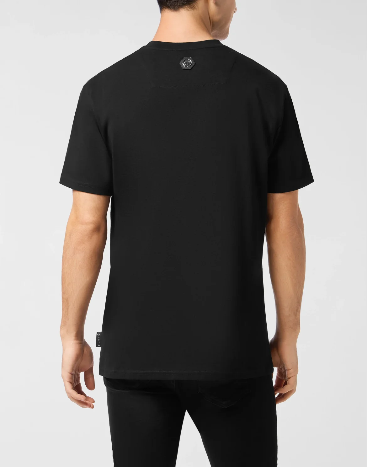 Embroidered Round Neck T-Shirt Teddy Bear, цвет: Черный