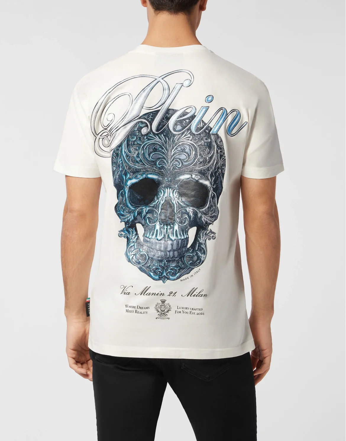 Round Neck T-Shirt Gradient Skull, цвет: Бежевый