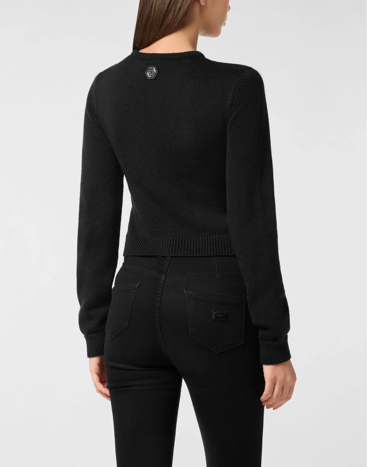 Cropped Round Neck Pullover Teddy, цвет: Черный