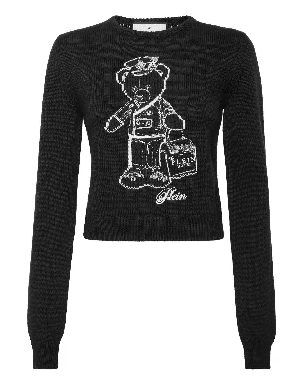 Cropped Round Neck Pullover Teddy, цвет: Черный