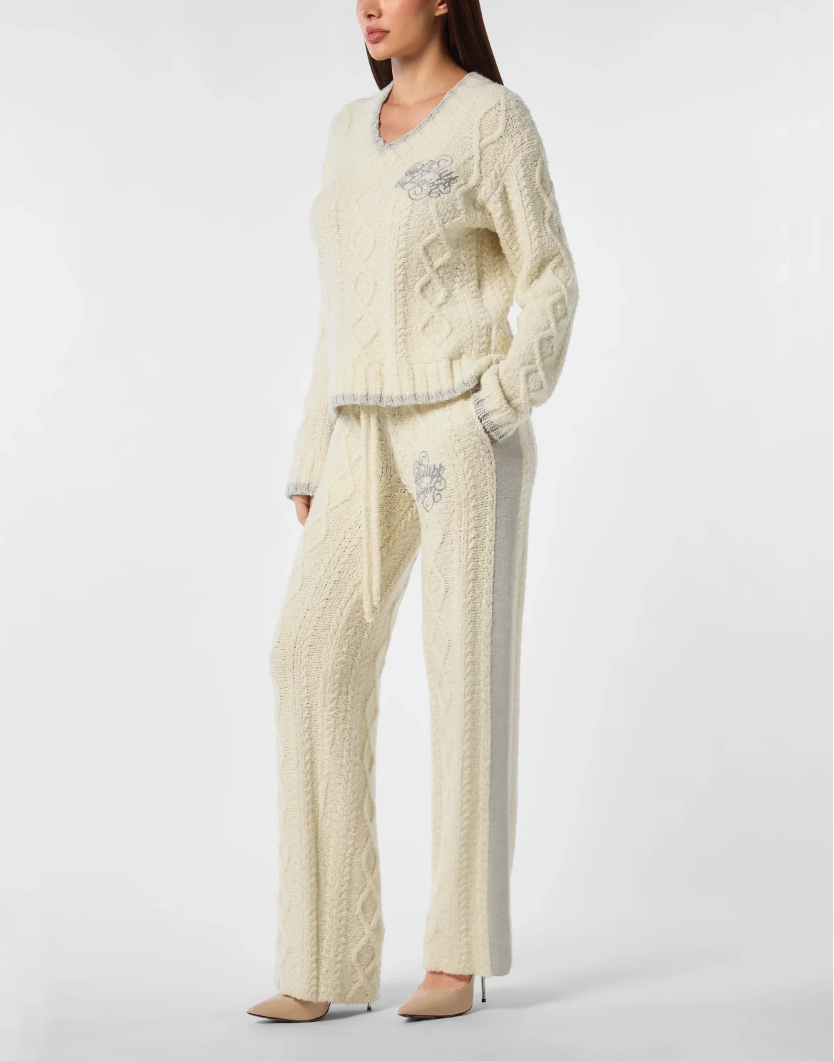 Loose Fit V-Neck Sweater, цвет: Бежевый